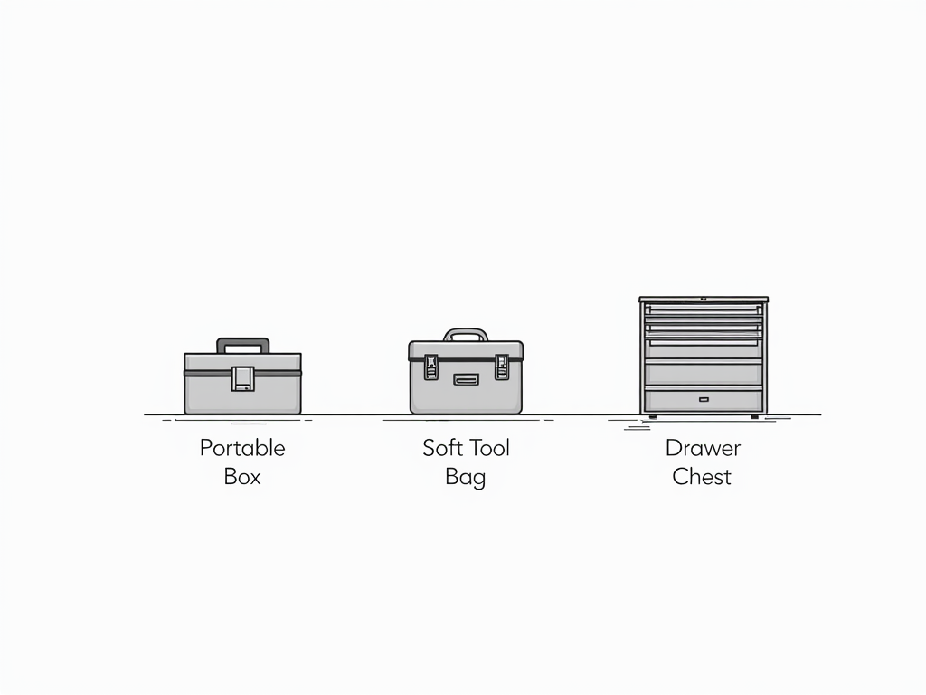 Illustration comparing types of toolboxes.