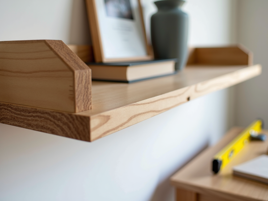 A simple wooden shelf built by a beginner DIYer