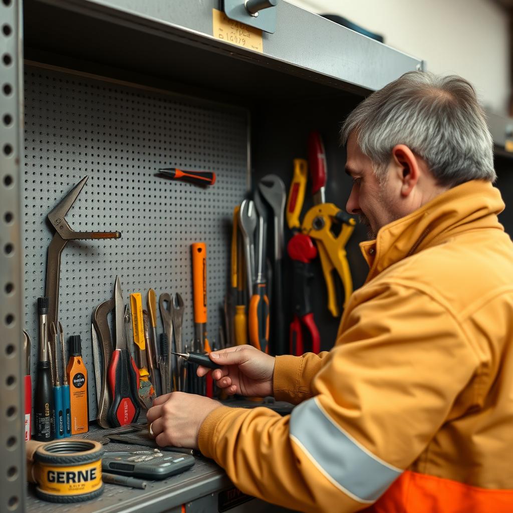 A person placing tools in a protective case.
