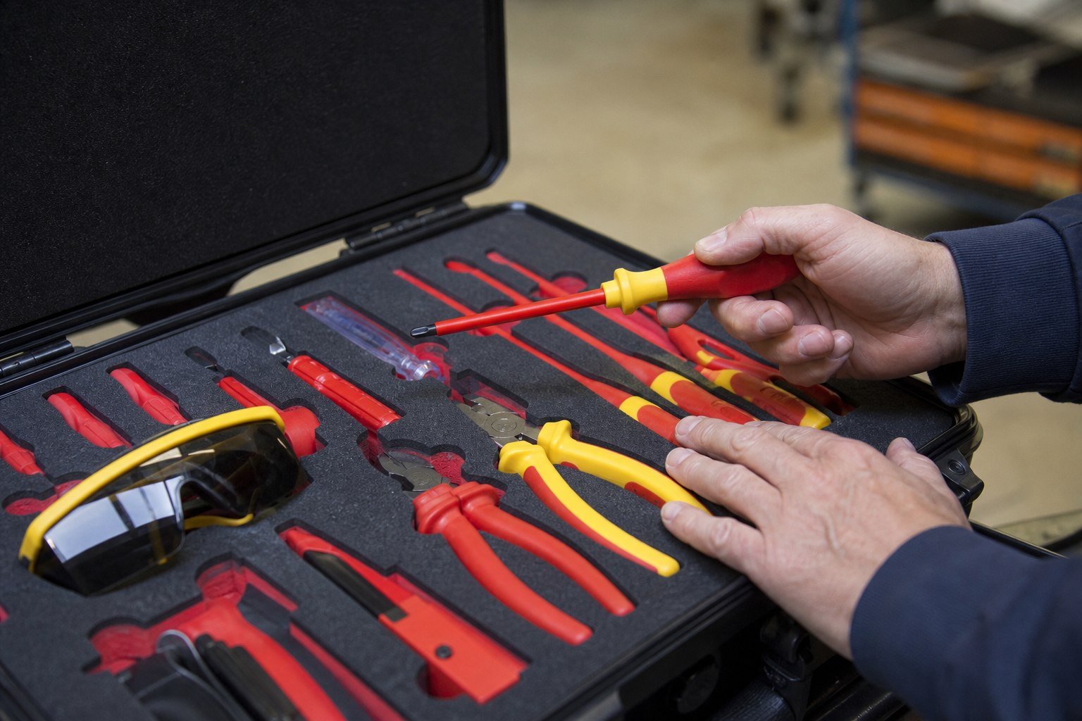 Hands inspecting advanced hand tools safety