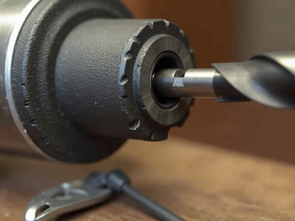 Inserting drill bit into chuck
