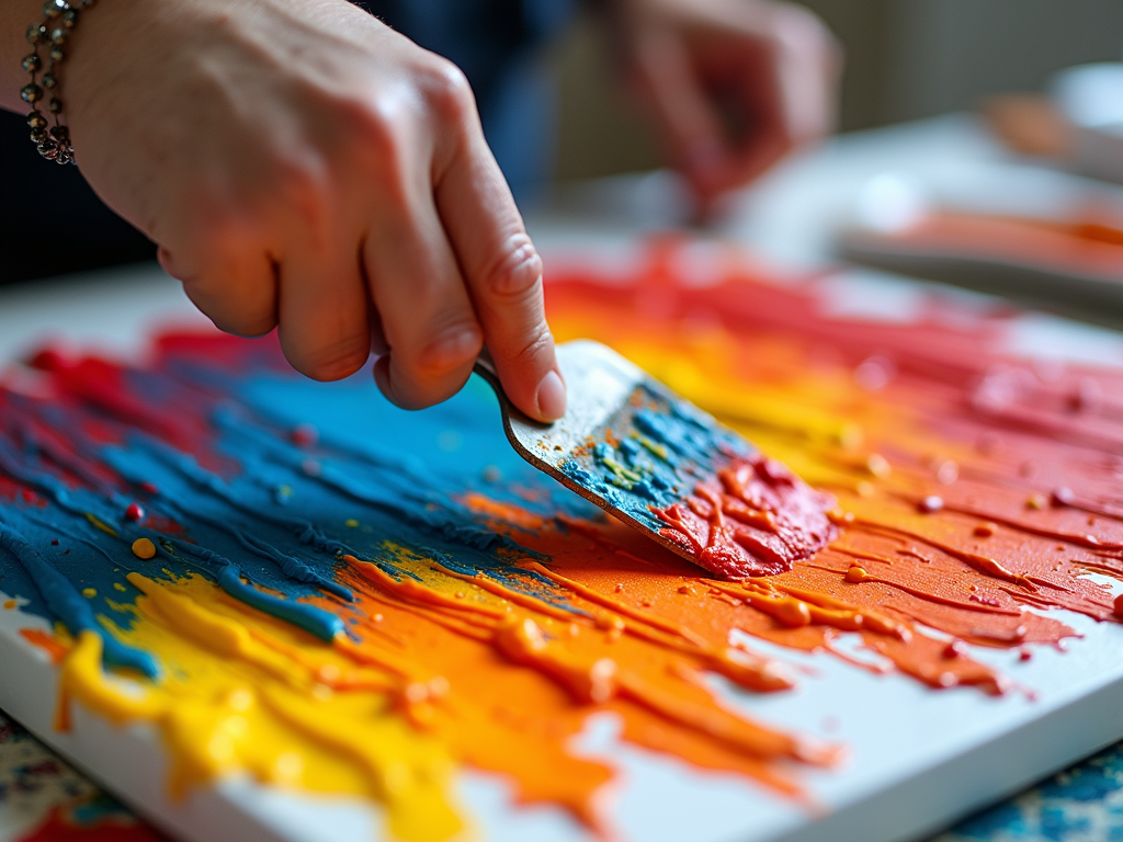 Using a palette knife for bold, textured paint application