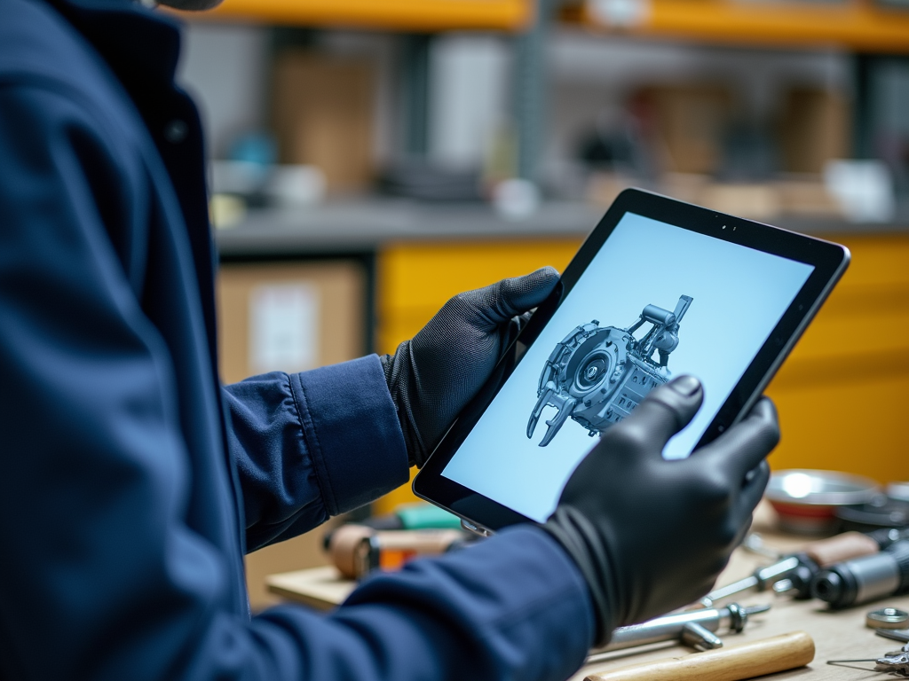 Worker wearing smart gloves