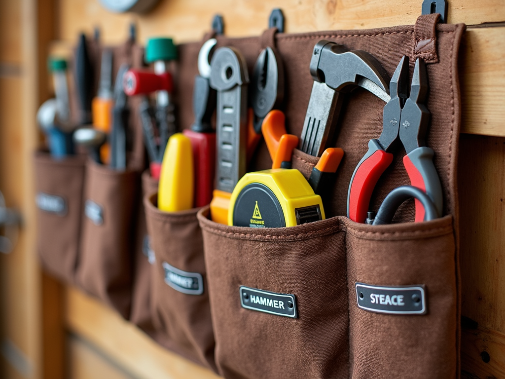 Organized tool belt with essential construction tools