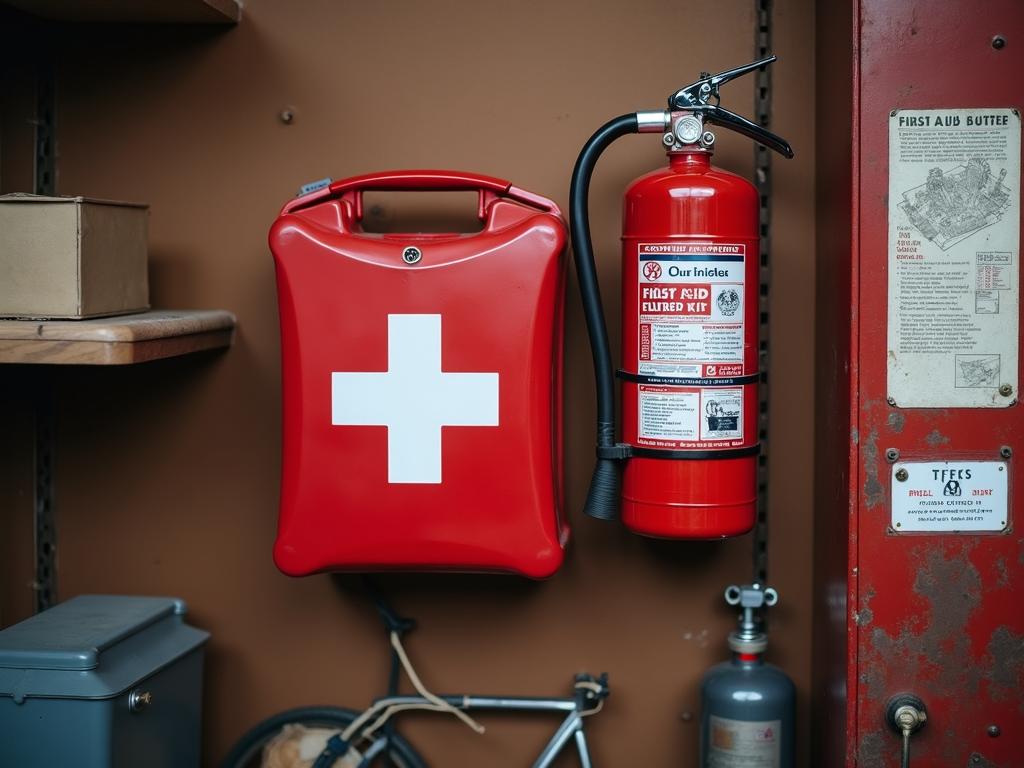 Emergency preparedness equipment in the workshop