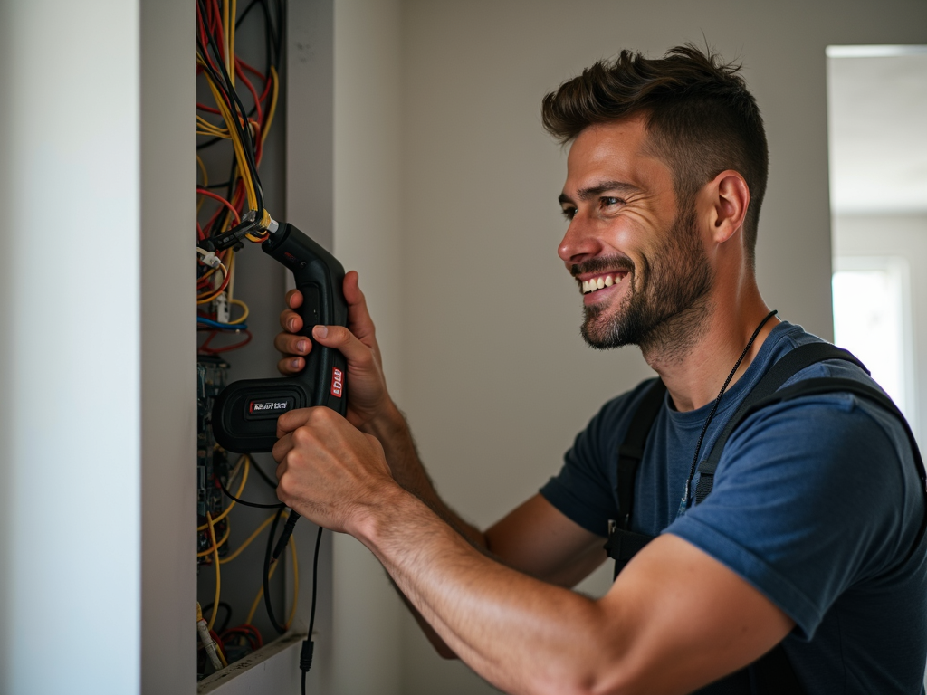 Worker using ergonomic electrical tool comfortably