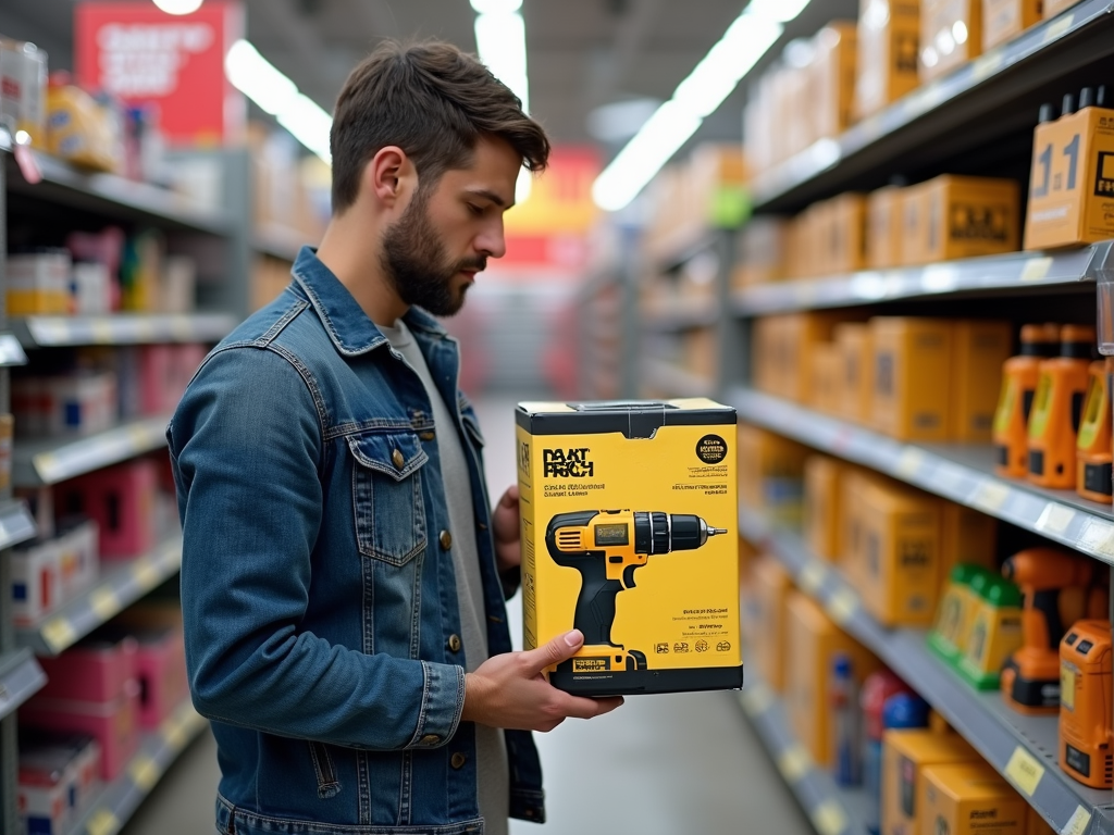 Person shopping for power tools