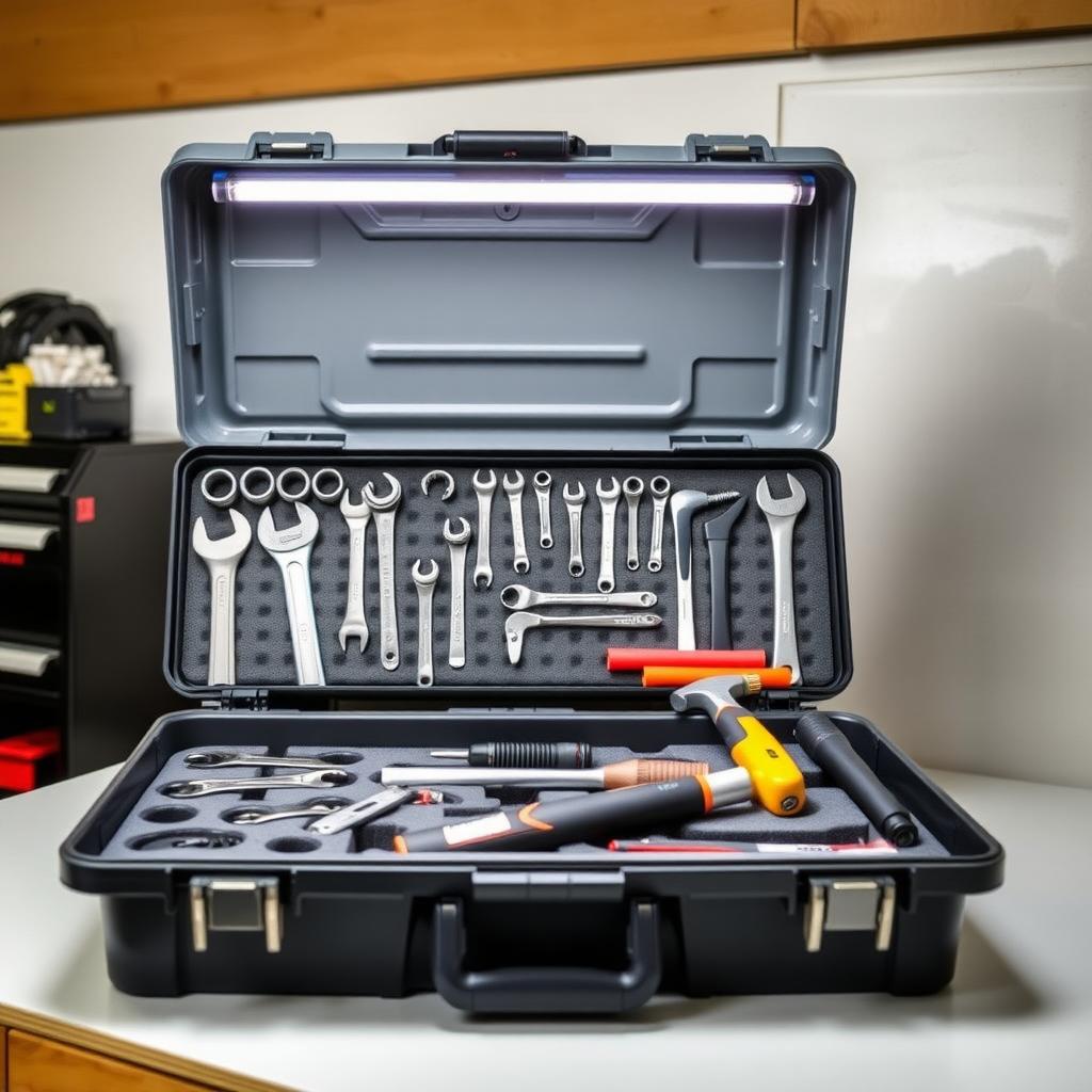 Organized toolbox with workman tools