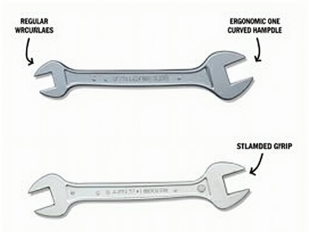 Diagram of traditional vs. ergonomic wrench