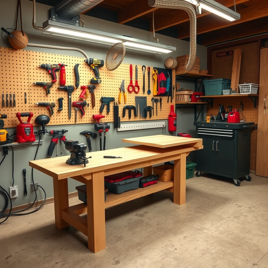 Complete ideal workbench setup with organized tools and storage