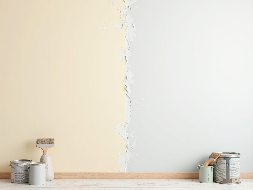 Before and after of a painted wall showcasing professional results.