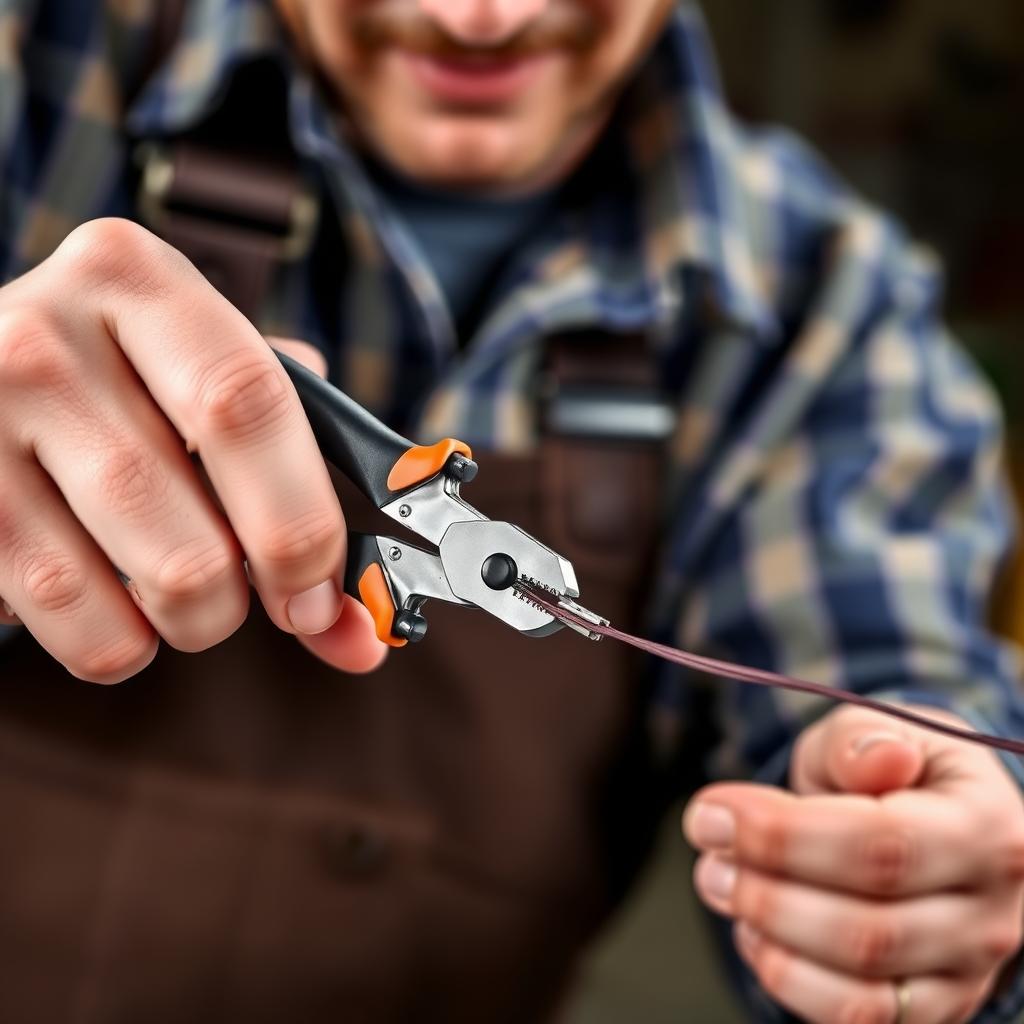 Worker using ergonomic pliers