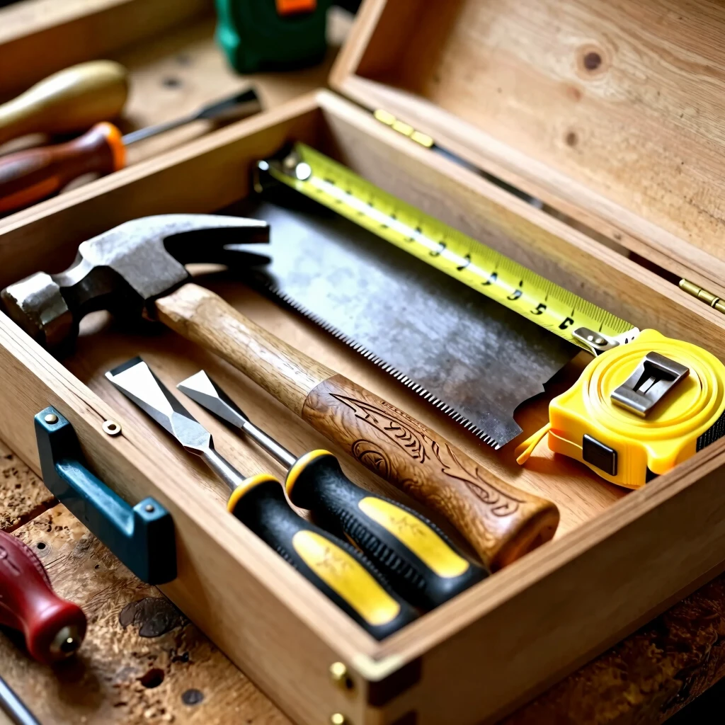 Open toolbox displaying essential beginner hand tools