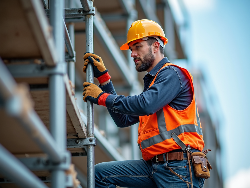 Tradeshperson in safety gear at work