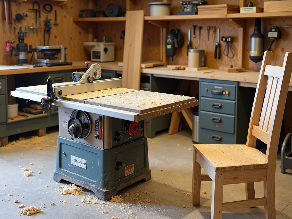 Professional woodworking tools in a workshop