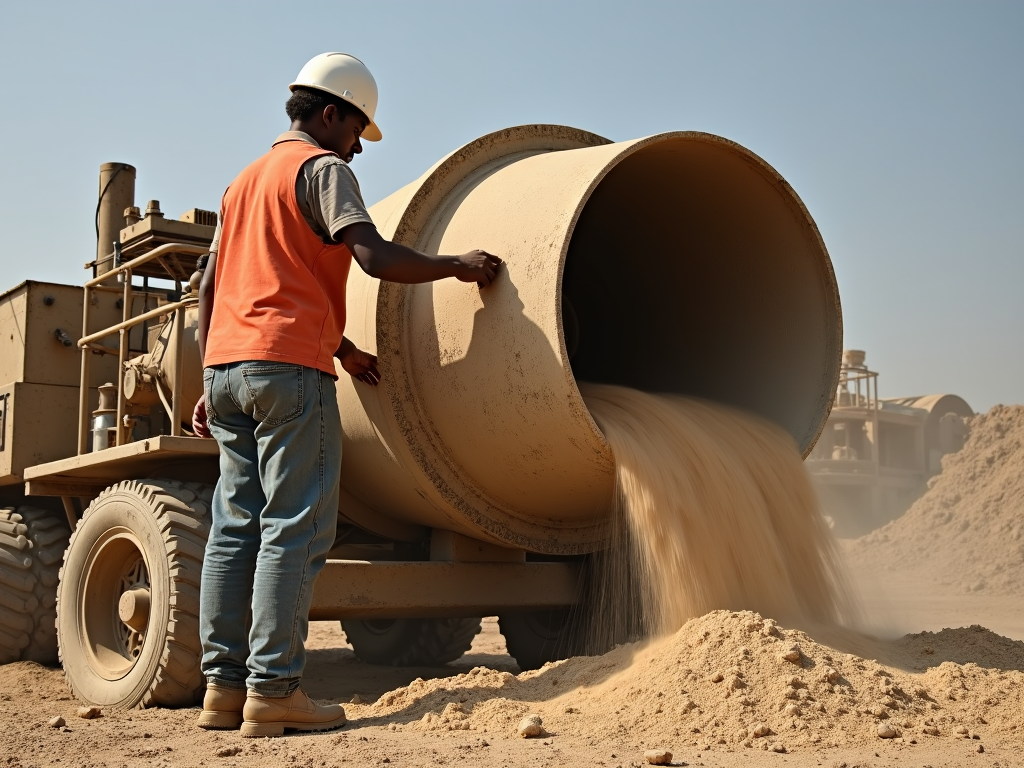 Mortar mixer in use