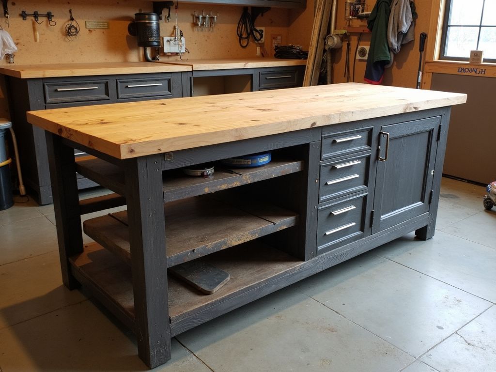 Sturdy workbench with storage.