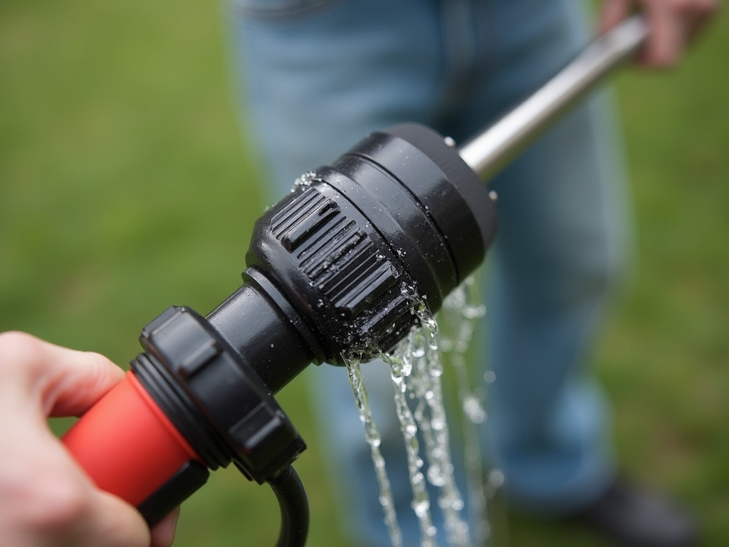 Cleaning a power washer nozzle.