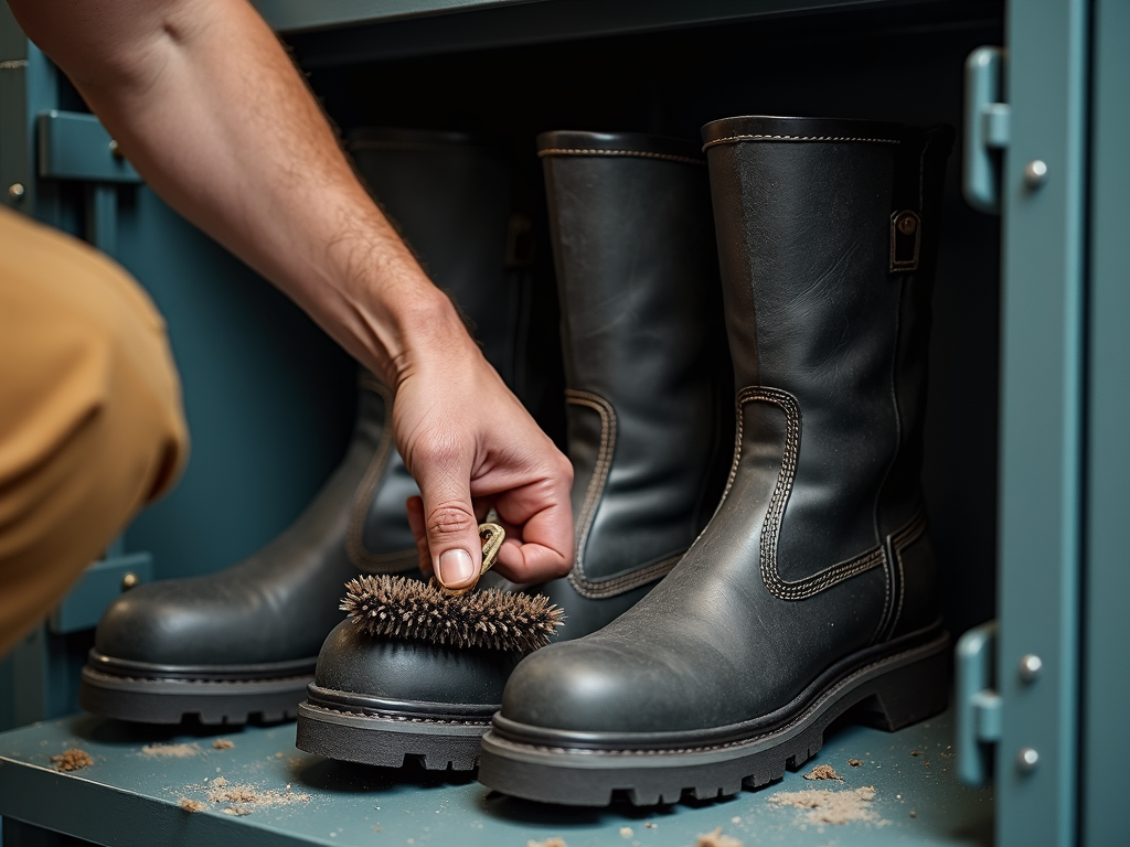 Cleaning and storing construction workwear