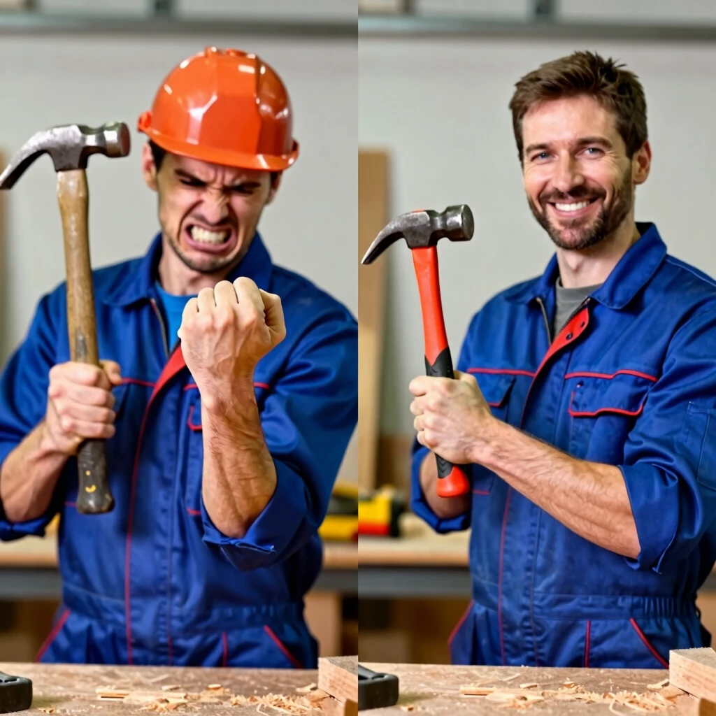 Before and after: Ergonomic hammer reduces strain