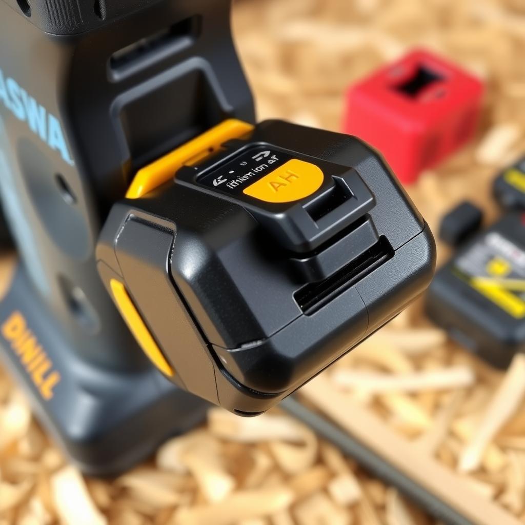 Lithium-ion battery inserted into cordless drill