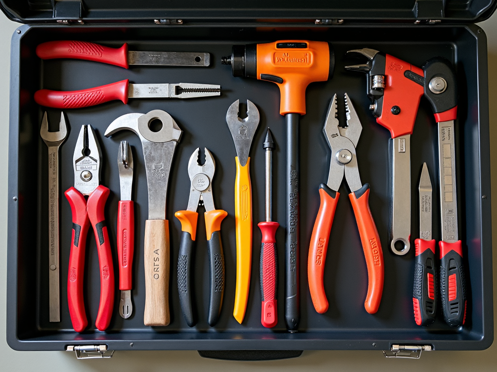 Organized toolbox for workman tools.