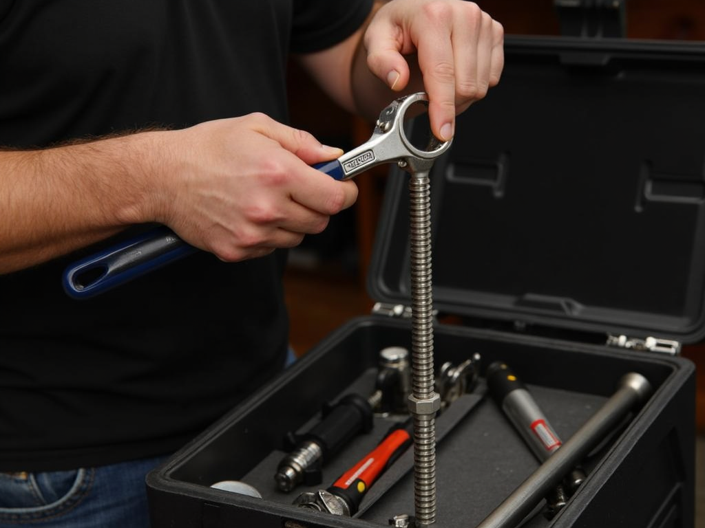 Adjustable wrench fitting a large bolt