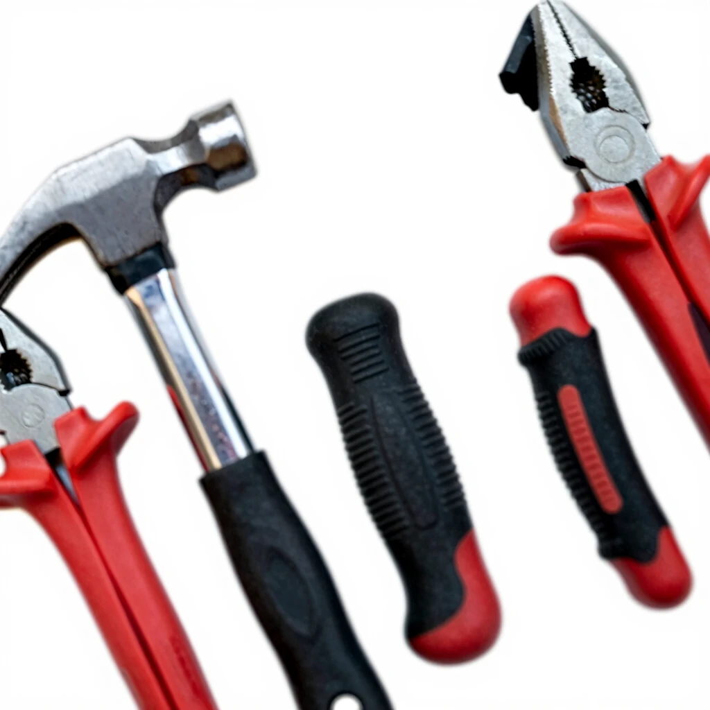 Close-up of ergonomic grip hand tools with comfortable anti-slip handles