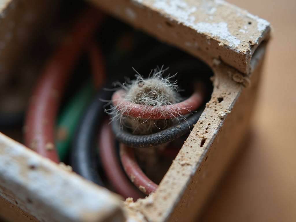 A frayed wire without a wire nut next to a secure connection, showing a common electrical mistake and its fix.
