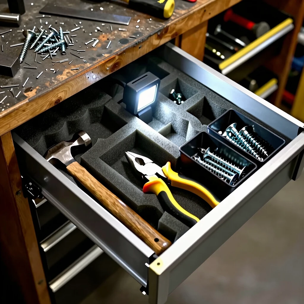 Organized toolbox drawer showcasing efficient tool storage solutions