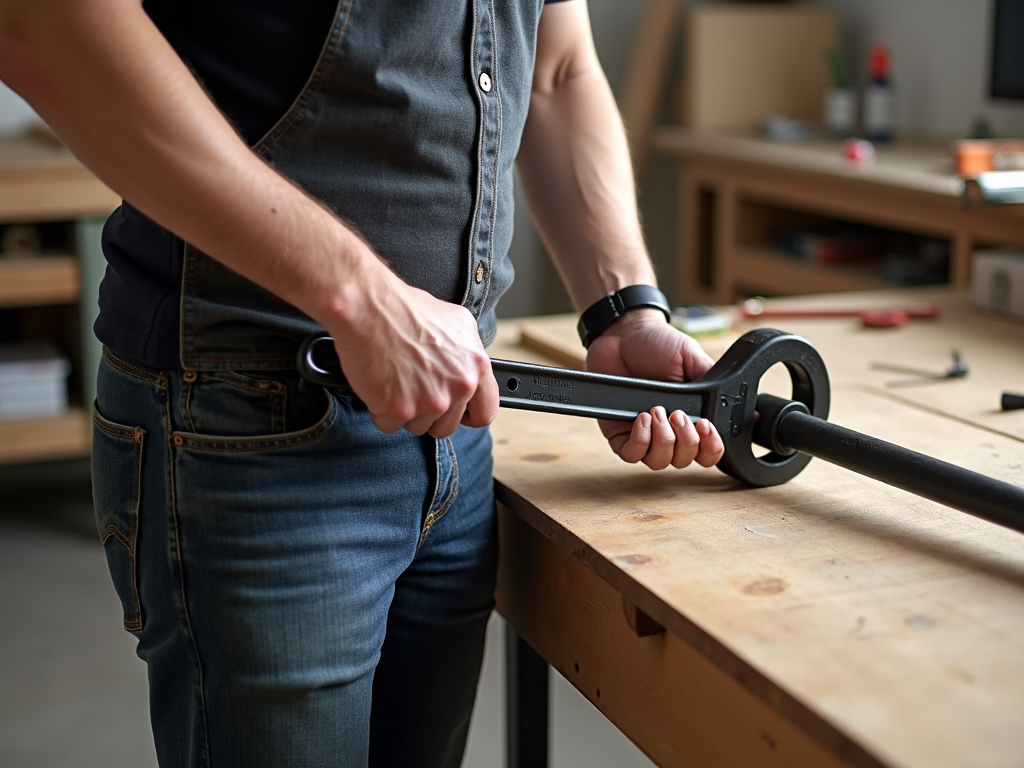 Tradesperson using an ergonomic wrench, emphasizing body comfort