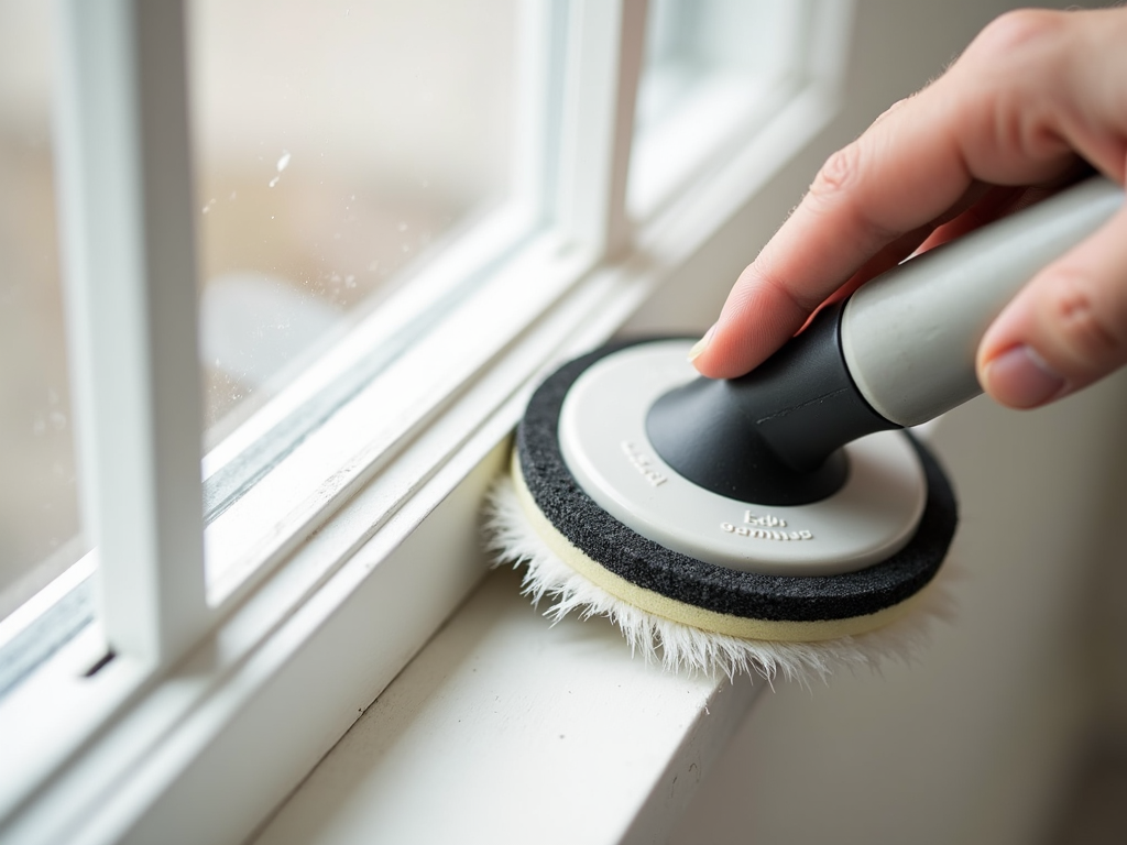 Paint edger creating clean edge on window frame