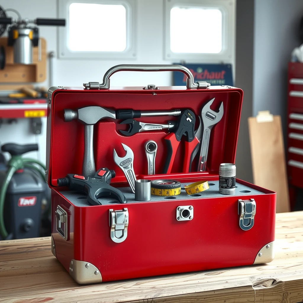 Neatly organized toolbox with essential hand tools