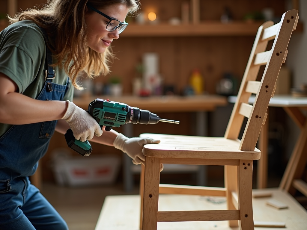 Using a cordless drill to assemble furniture