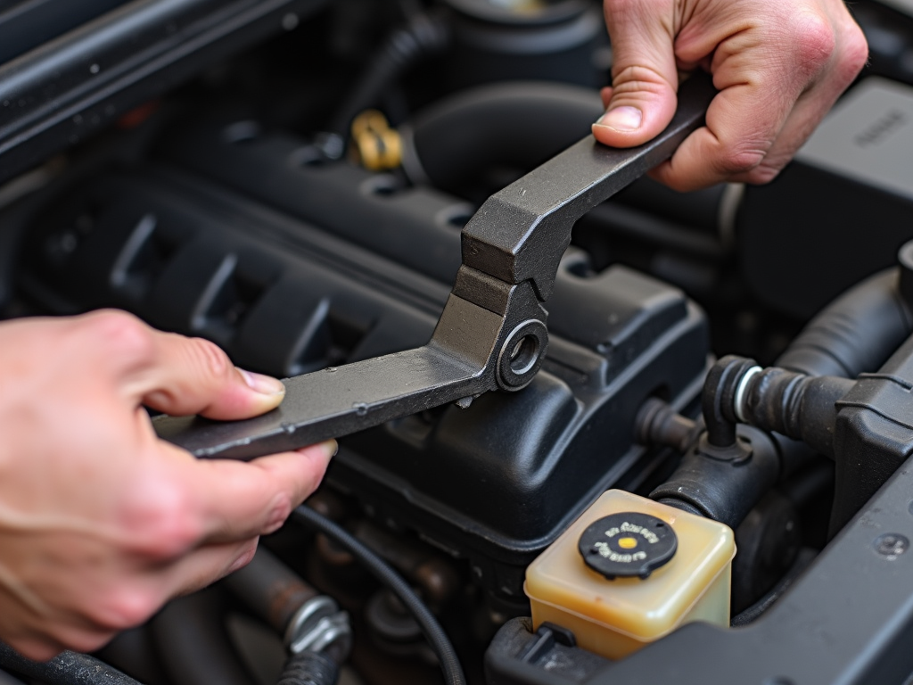 Strap wrench loosening an oil filter