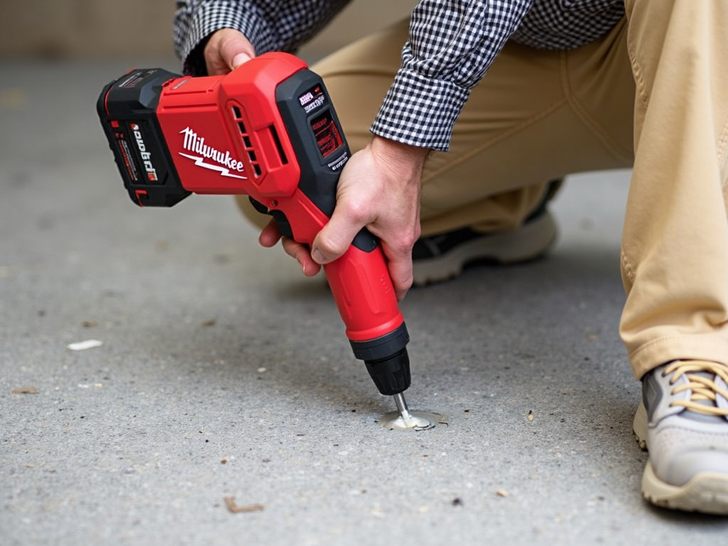 Milwaukee hammer drill drilling concrete