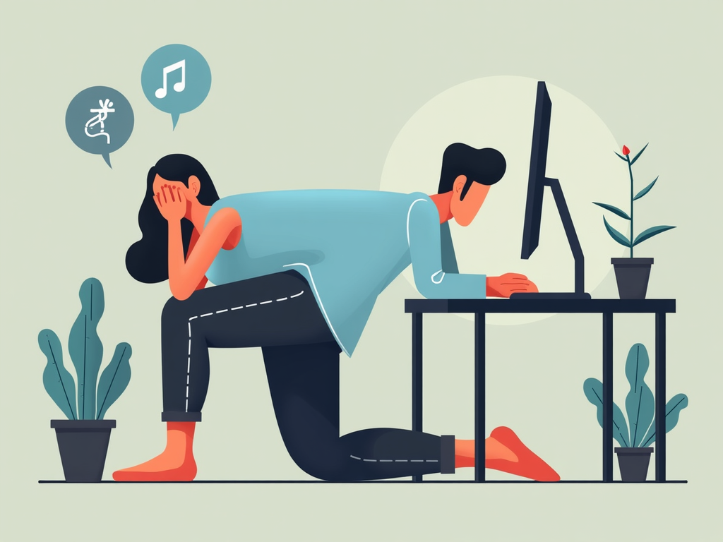Taking a break with the Stretchly app to reduce workplace fatigue.