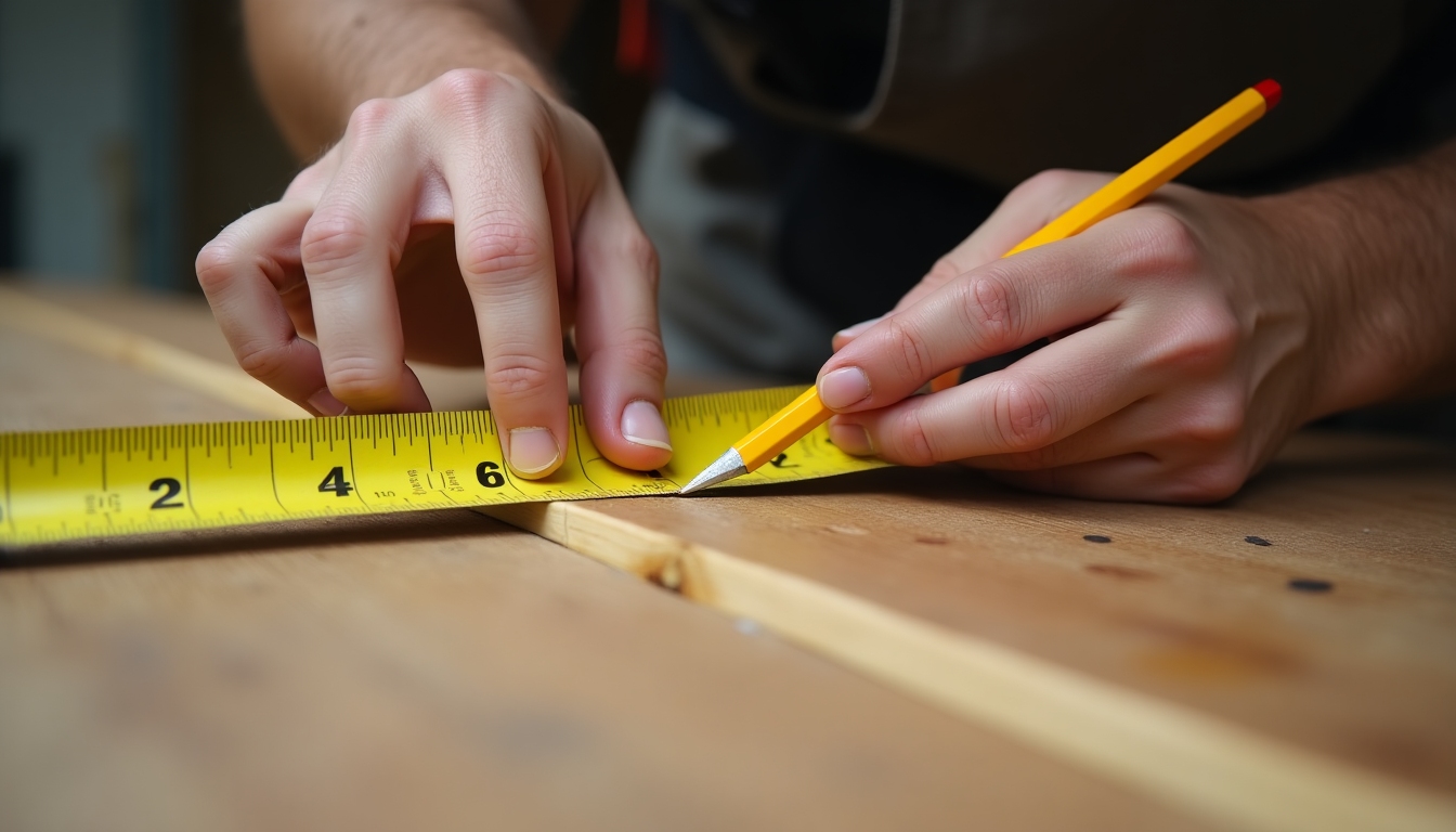 Tape measure marking a beam