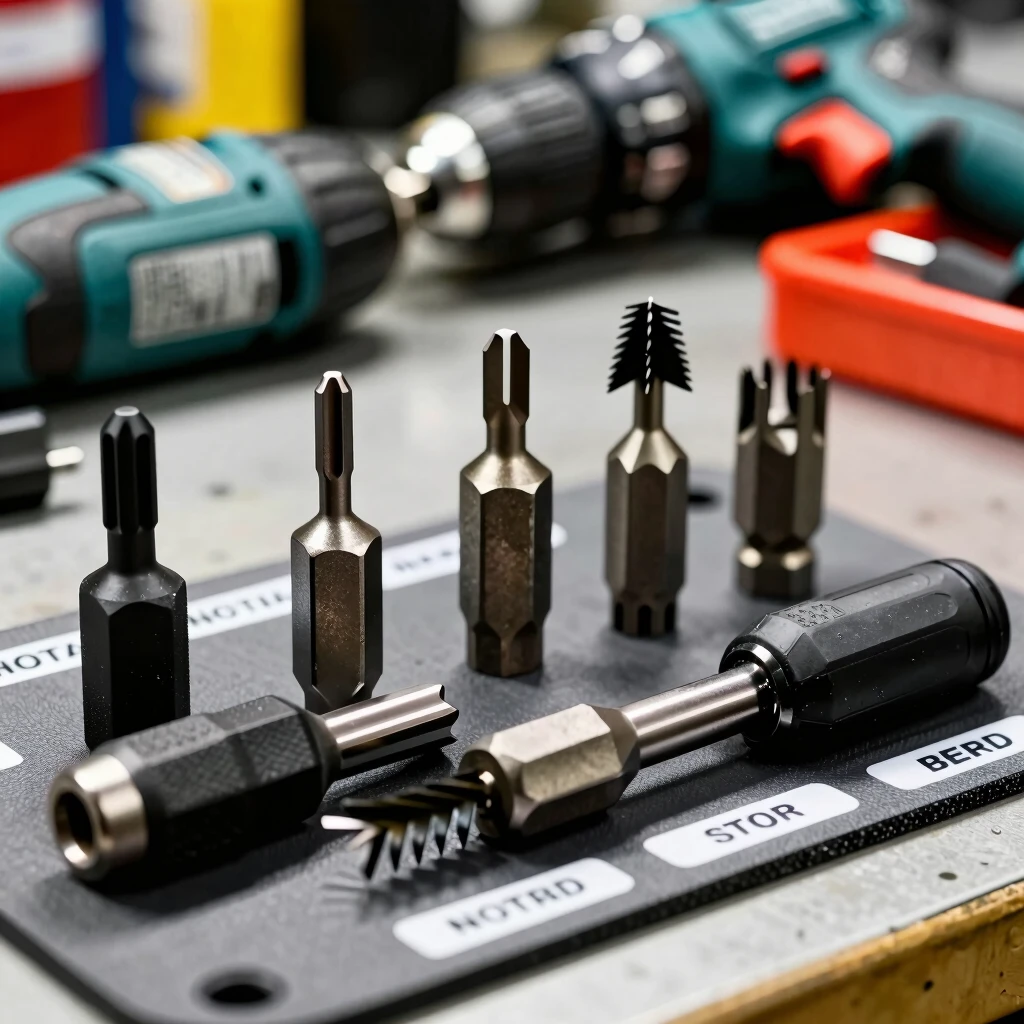 Assortment of power drill attachments