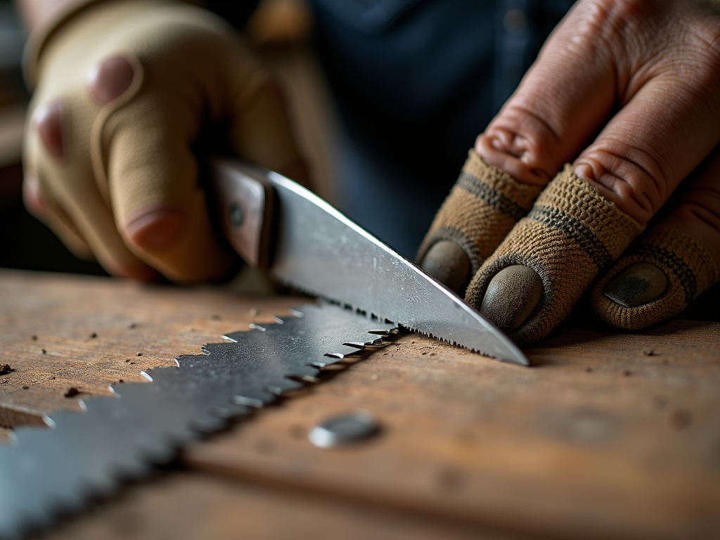 Sharpening a handsaw blade