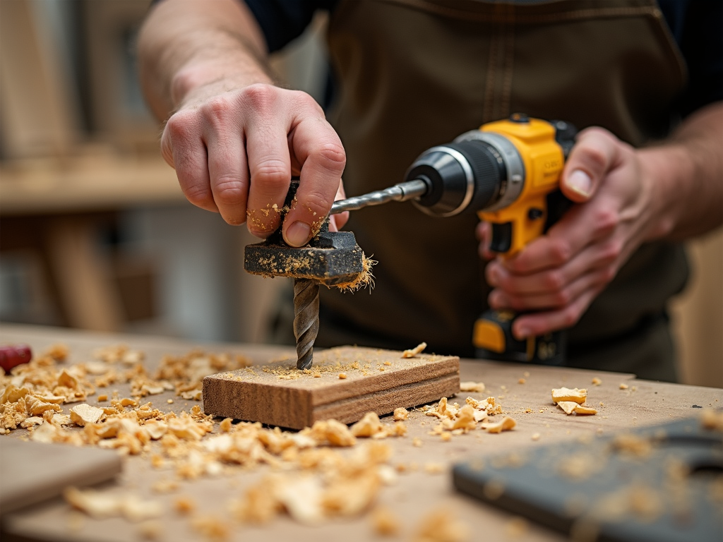 Sharpening a drill bit with a sharpener.