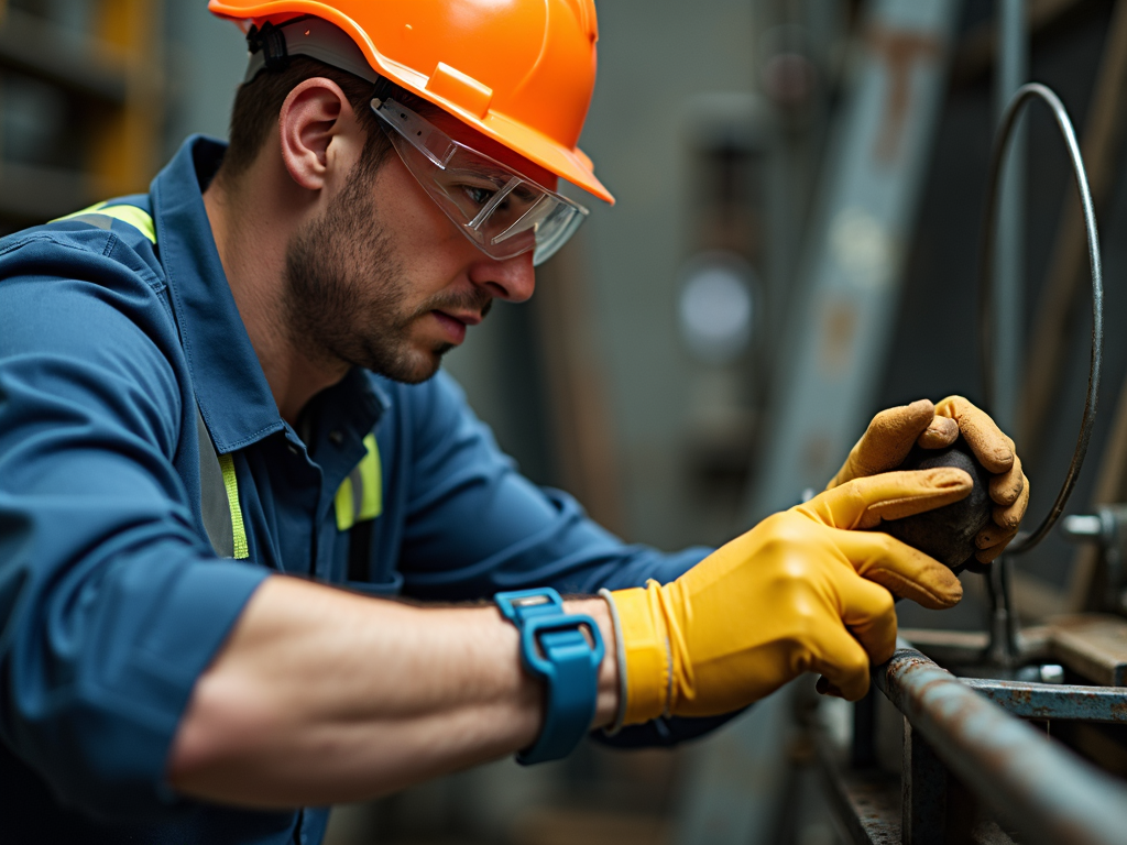Worker with safety equipment