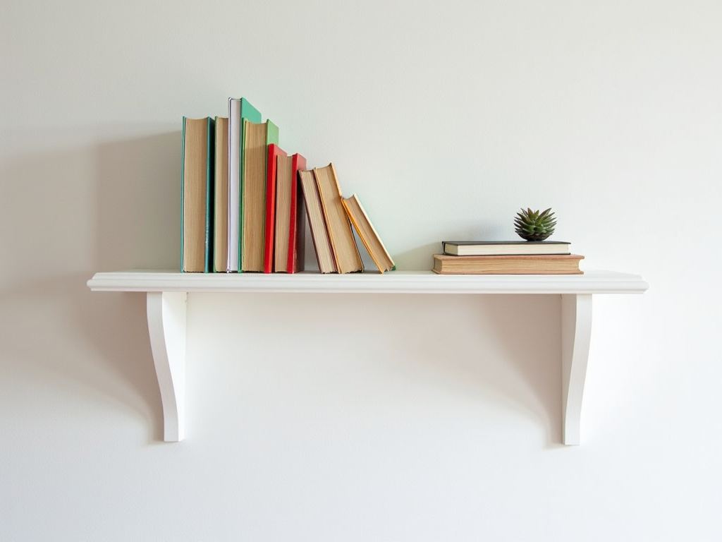 Completed DIY shelf, an easy project for newbies, displaying books and decor