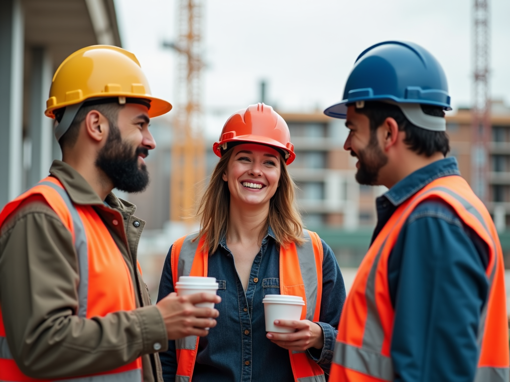 Tradespeople relaxing together on break