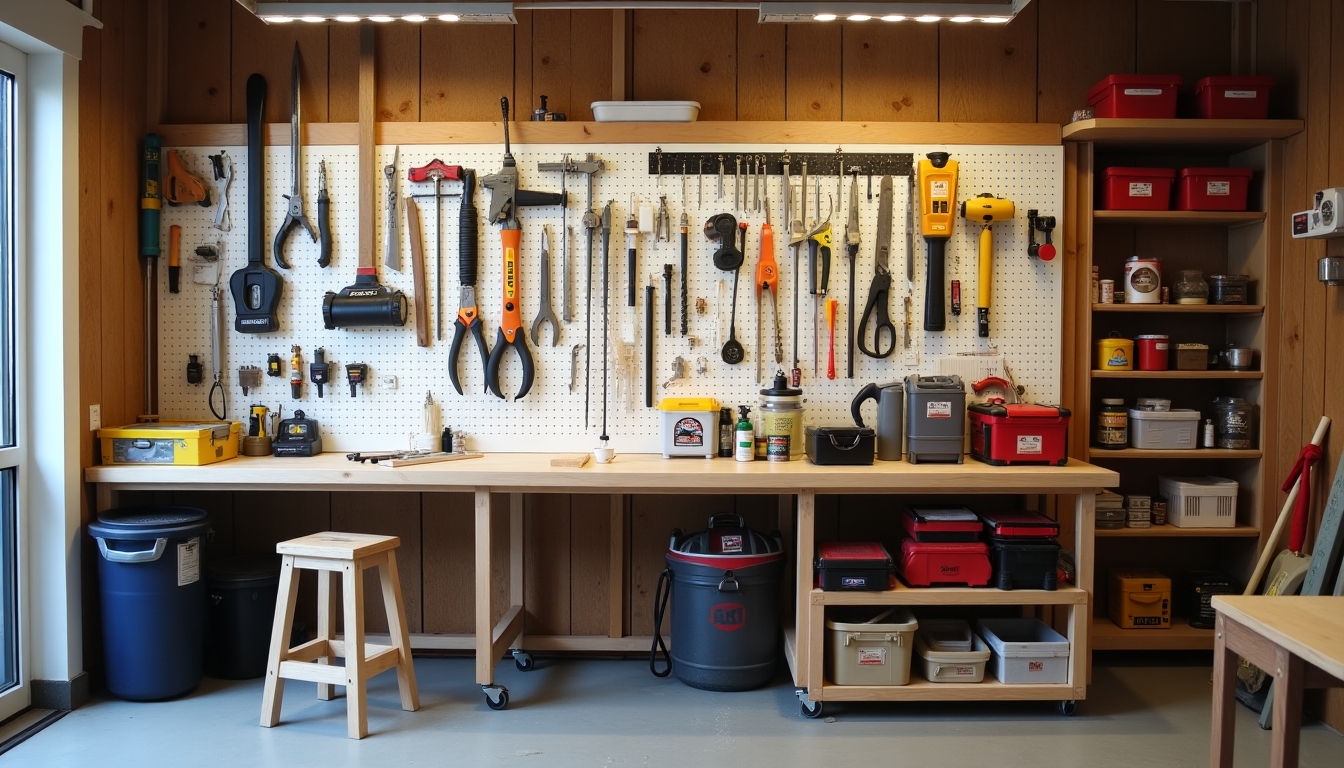 Organized workshop with proper tool storage