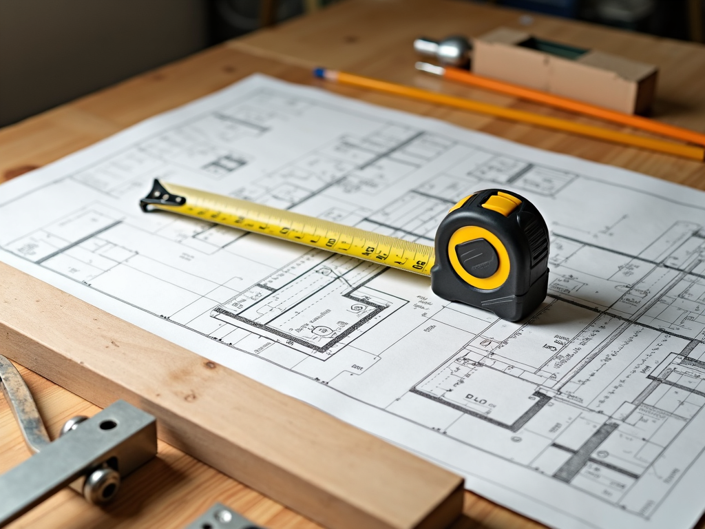 Tape measure on a workbench