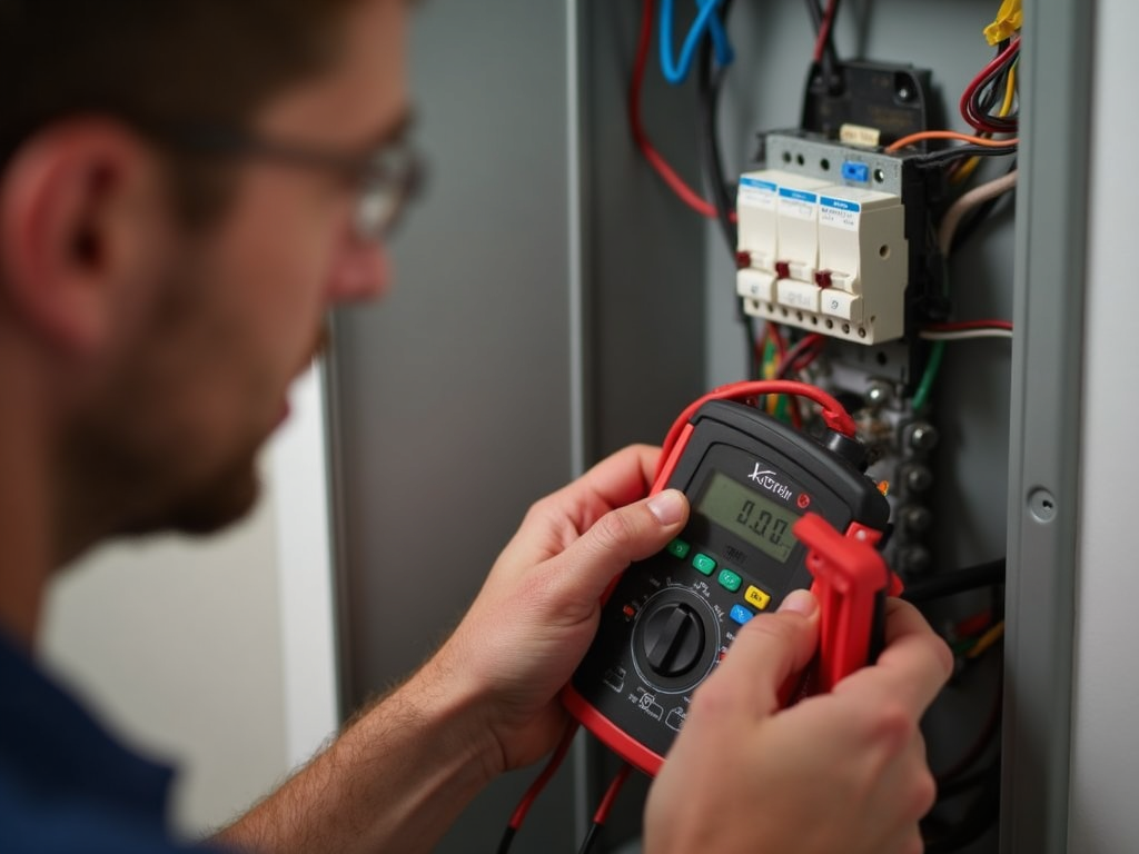 Continuity tester being used on a light switch