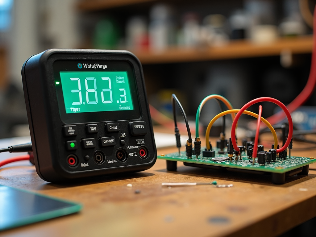 Multimeter showing voltage reading