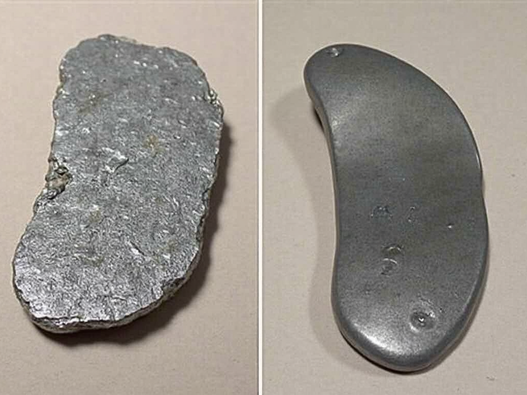 Before and after of metal forming