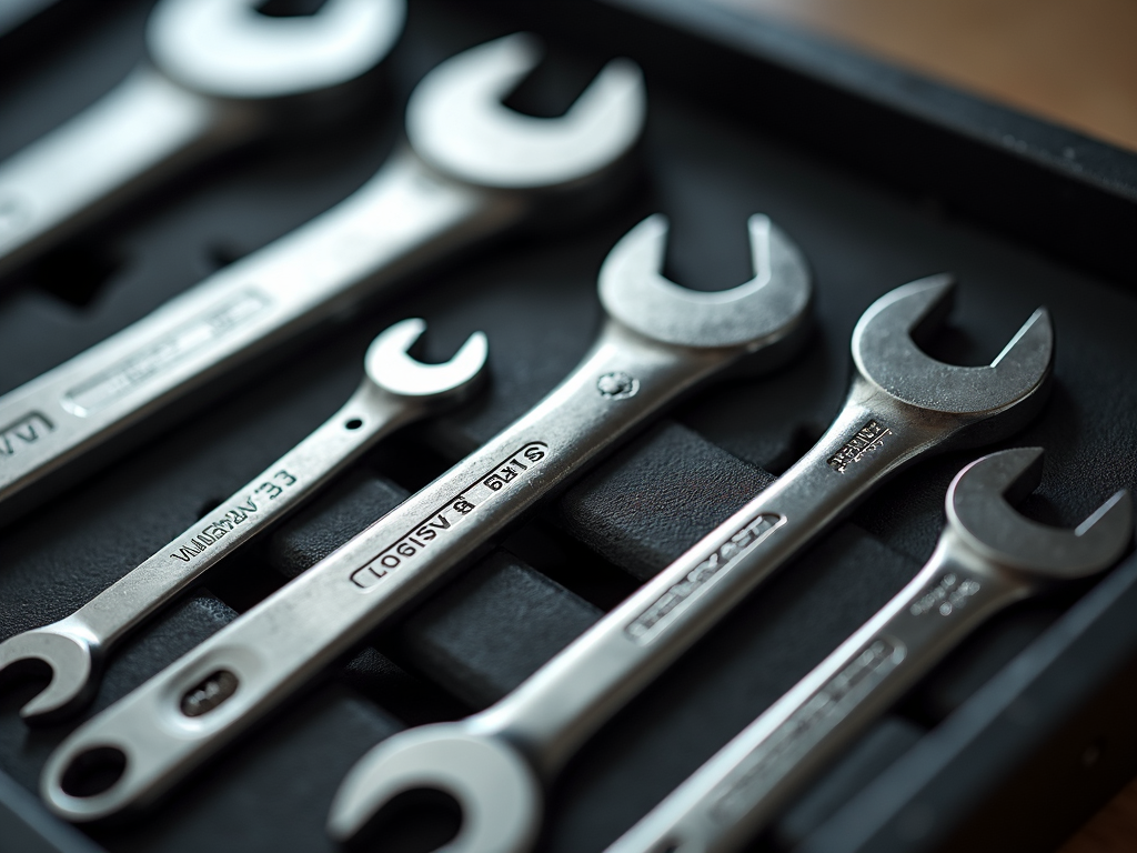 Detailed view of a wrench set